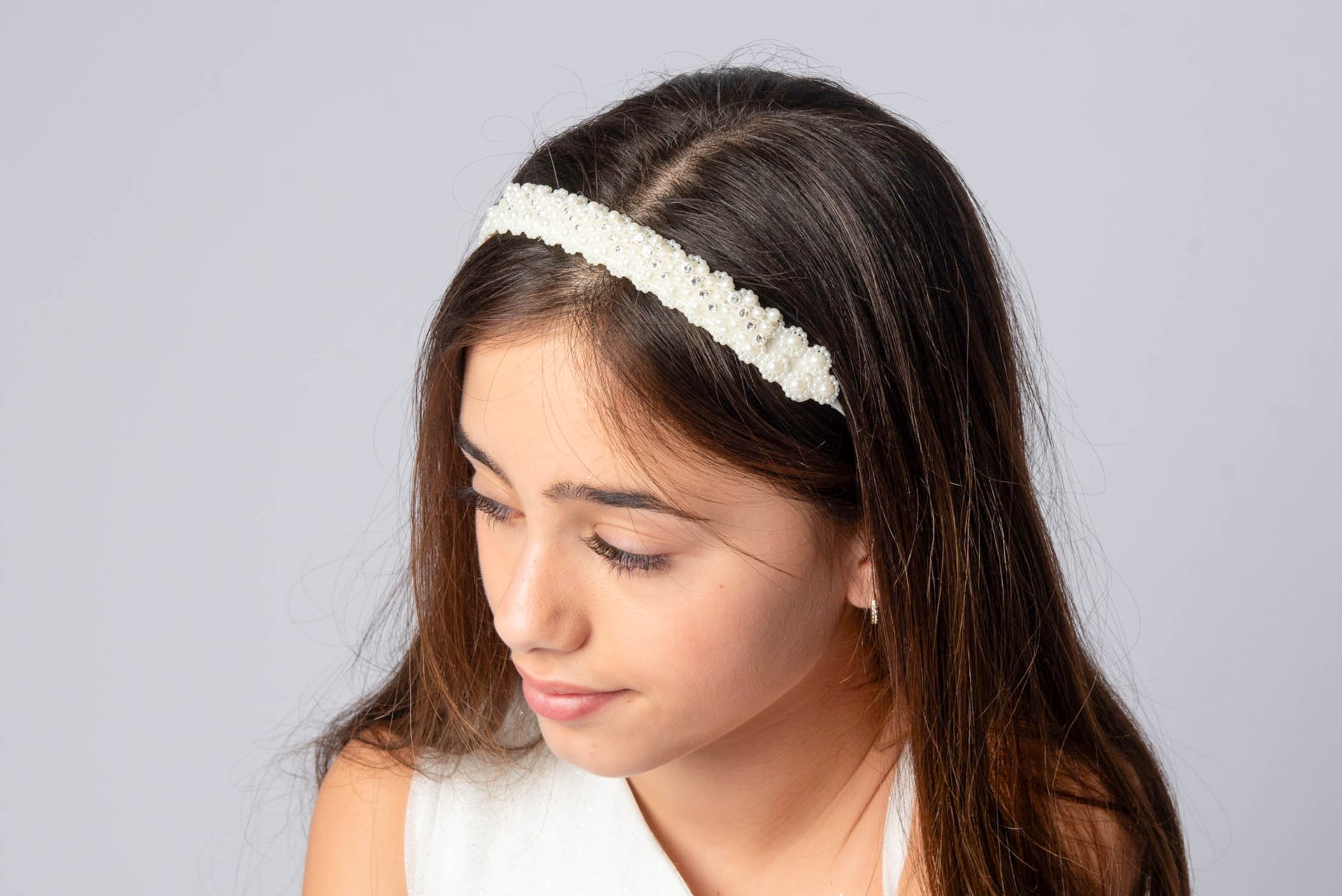 קשת חצאי פנינים ואבנים דגם ORAN