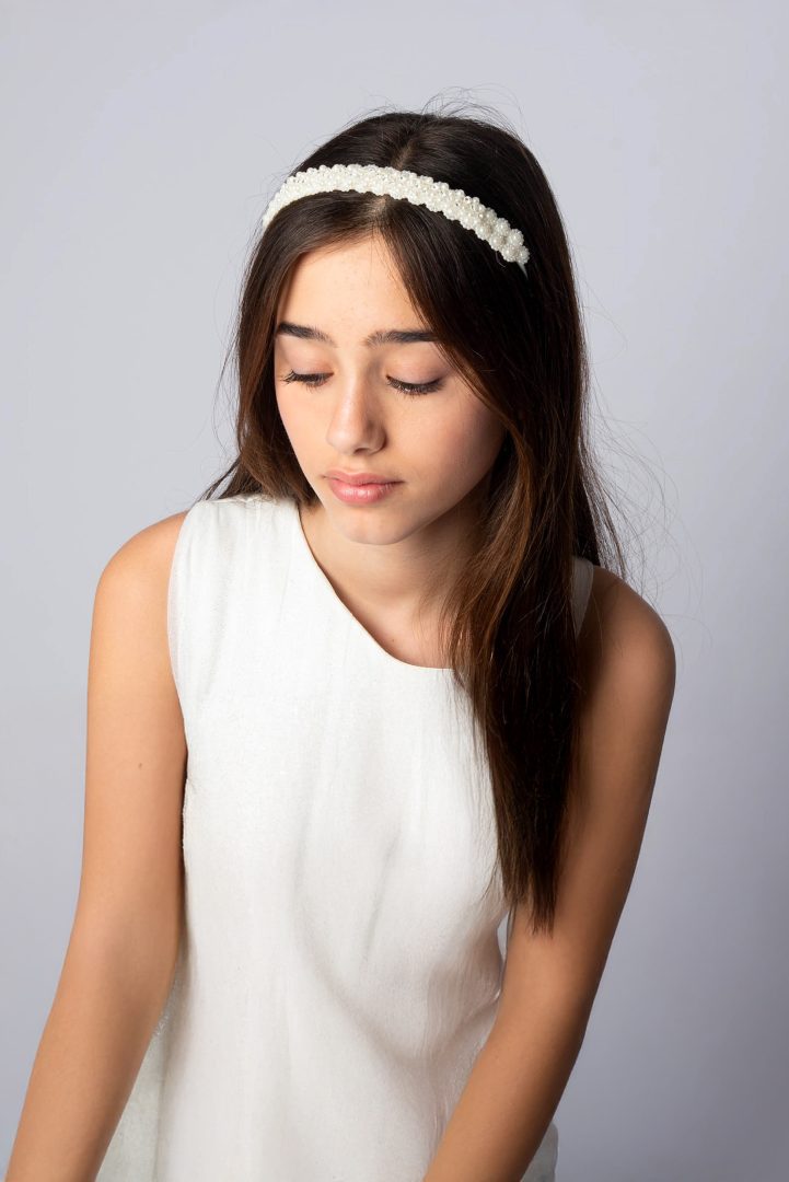 קשת חצאי פנינים ואבנים דגם ORAN